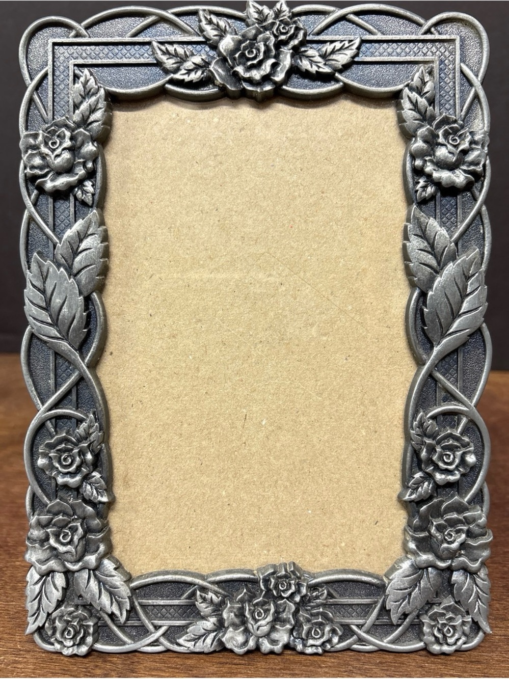 Silver Pewter Floral Decorative Picture Frame - Elegant Home Accent